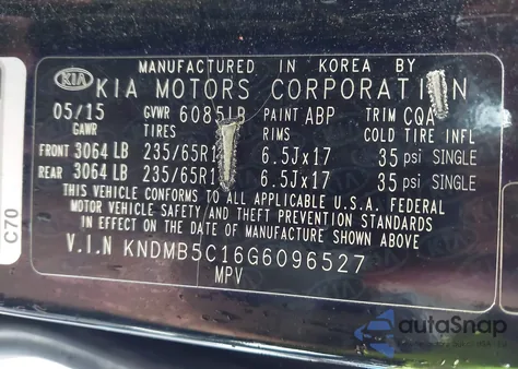 2016 Kia Sedona Lx from USA, damaged, VIN KNDMB5C16G6096527